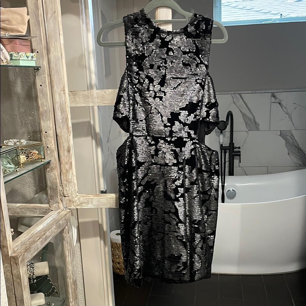 Black and Silver Sequin Dress